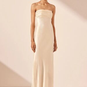 Shona Joy Strapless Cream Dress